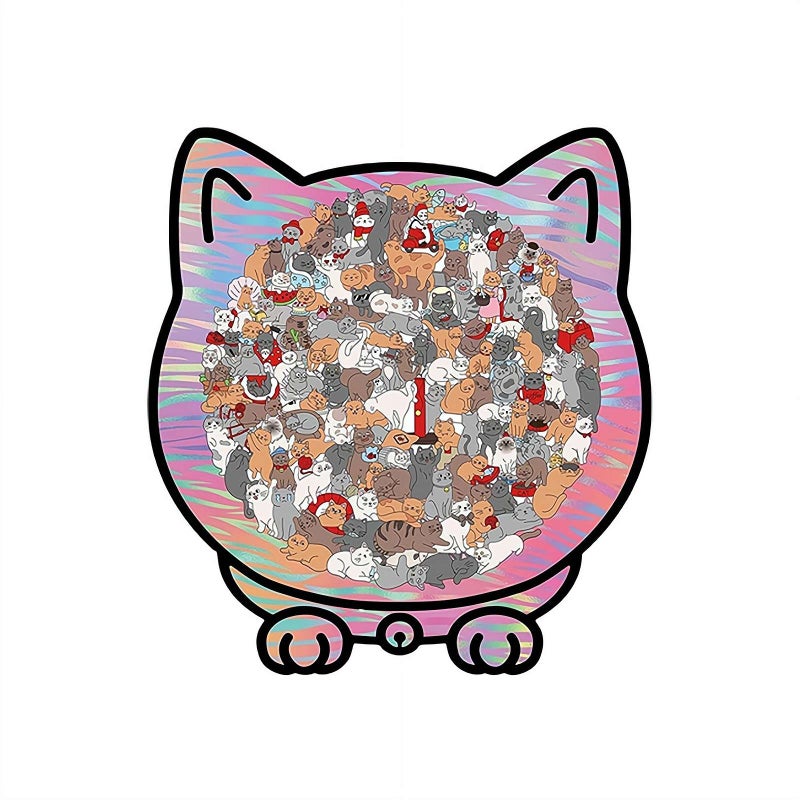 Wooden Cat Puzzle, 135-Piece Cute Cat Shaped Wooden Jigsaw Puzzle for Careful Observers And Patient Players (B) - Image 1